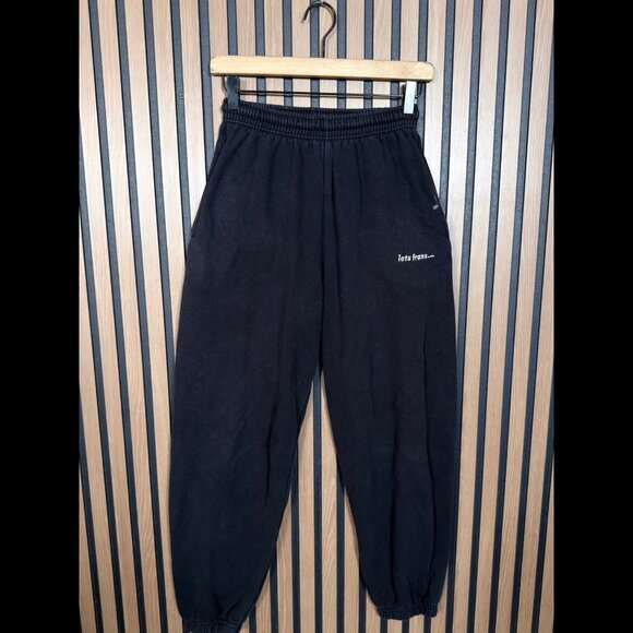 iets frans Joggers XS Womens Black Fleece Pull On Sweatpants Logo - Picture 1 of 8